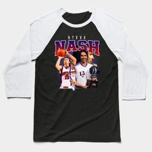 Steve Nash Basketball Legend Signature Vintage Retro 80s 90s Bootleg Rap Style Baseball T-Shirt